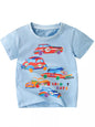 Children's Car Print Crew Neck Short Sleeve T-Shirt