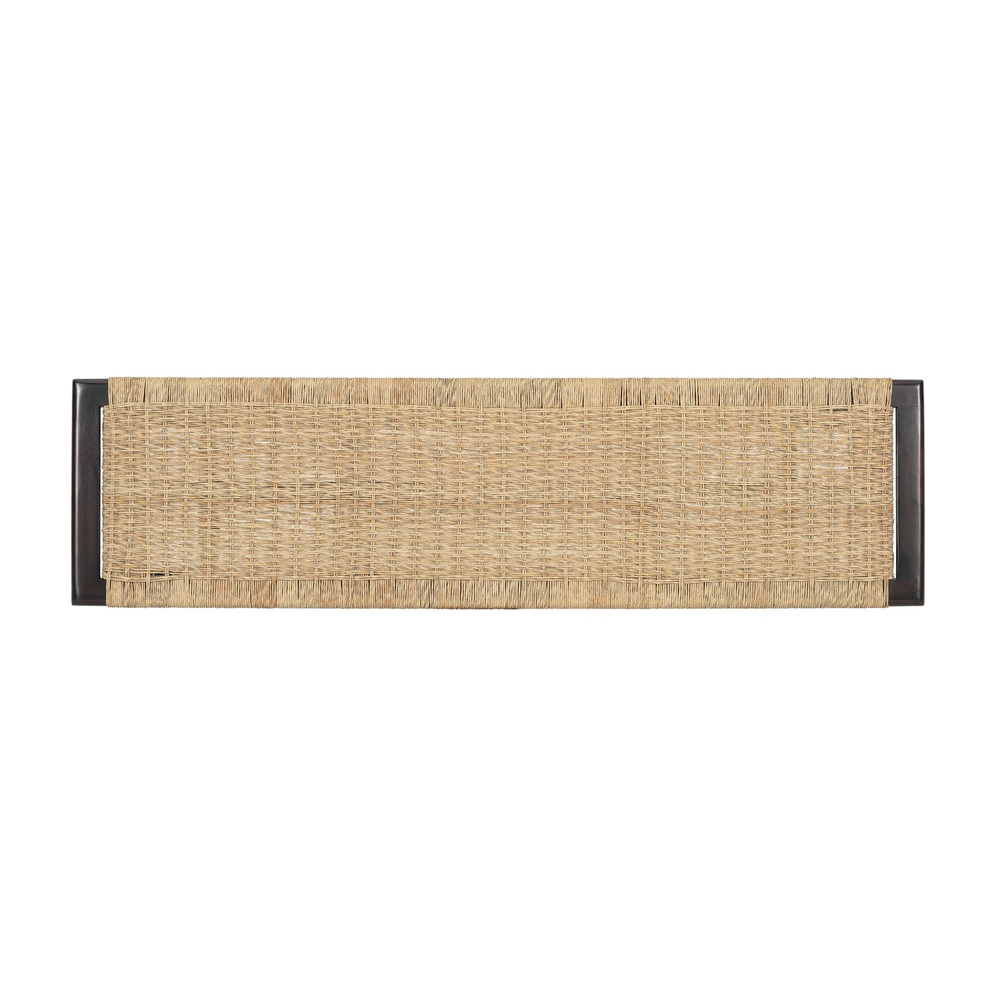 Farmhouse Modern Solid Wood Rattan Bench - 59 Inch