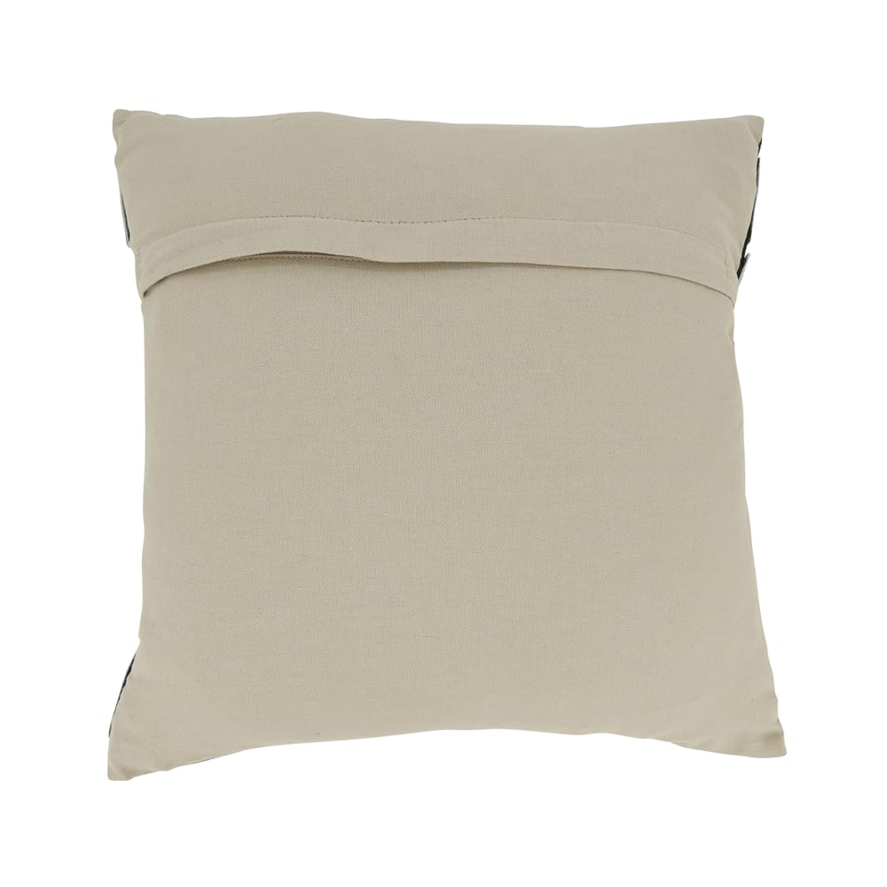 Fennco Styles Diamond Patchwork Hair On Leather Decorative Throw Pillow Cover 16" W x 16" L - Black & White Cushion Case for Home, Couch, Bedroom, Living Room and Office Décor