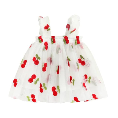 stylesilove Baby Toddler Girls Sleeveless Fruit Daisy Mesh Tulle Flower Girl Dress Birthday Wedding Party Tutu Sundress