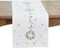 Fennco Styles Embroidered Wreath Christmas Table Runner 16" X 70" - White Festive Table Cover for Winter Holidays Décor, Dining Table, Banquet, Family Gathering, and Special Occasions