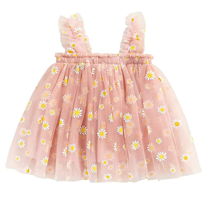 stylesilove Baby Toddler Girls Sleeveless Fruit Daisy Mesh Tulle Flower Girl Dress Birthday Wedding Party Tutu Sundress