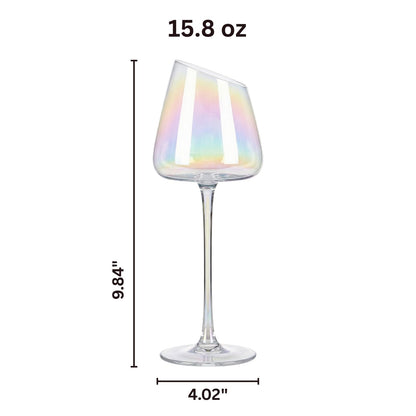 Slanted Iridescent Wine Glass, Single 15.8oz 9.84in Clear Glass