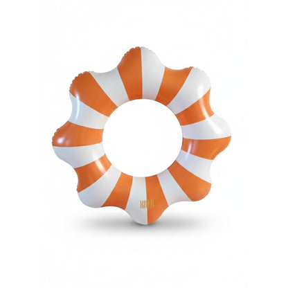 Amalfi Scalloped Inflatable Tube Pool Float Ring - Orange & White
