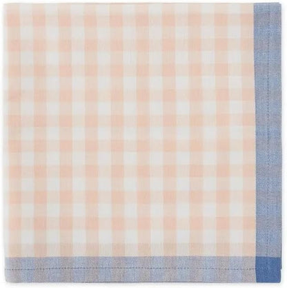 Fennco Styles Farmhouse Gingham Cloth Napkins 20"x20", Set of 4 - Soft Plaid Dinner Napkins with Blue Border for Everyday Dining, Spring Table Décor, Kitchen & Holiday Gatherings
