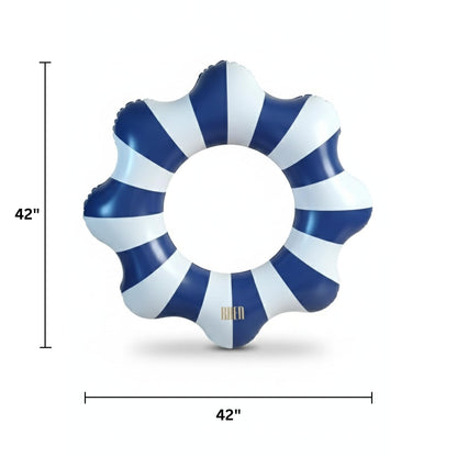 Amalfi Scalloped Inflatable Tube Pool Float Ring - Blue & White