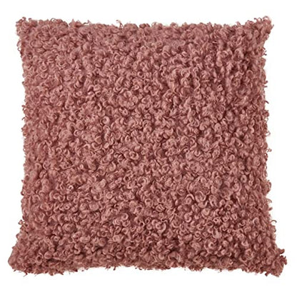 Fennco Styles Cozy Faux Lamb Fur Decorative Throw Pillow 18" W x 18" L – Ivory Cushion for Couch, Bedroom, Living Room and Office Décor