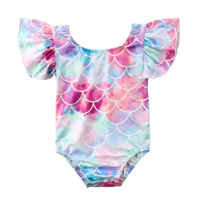 stylesilove Baby Toddler Girls Mermaid Ruffled One-Piece Swimsuit Multicolor Bathing Suit Beach Swimwear
