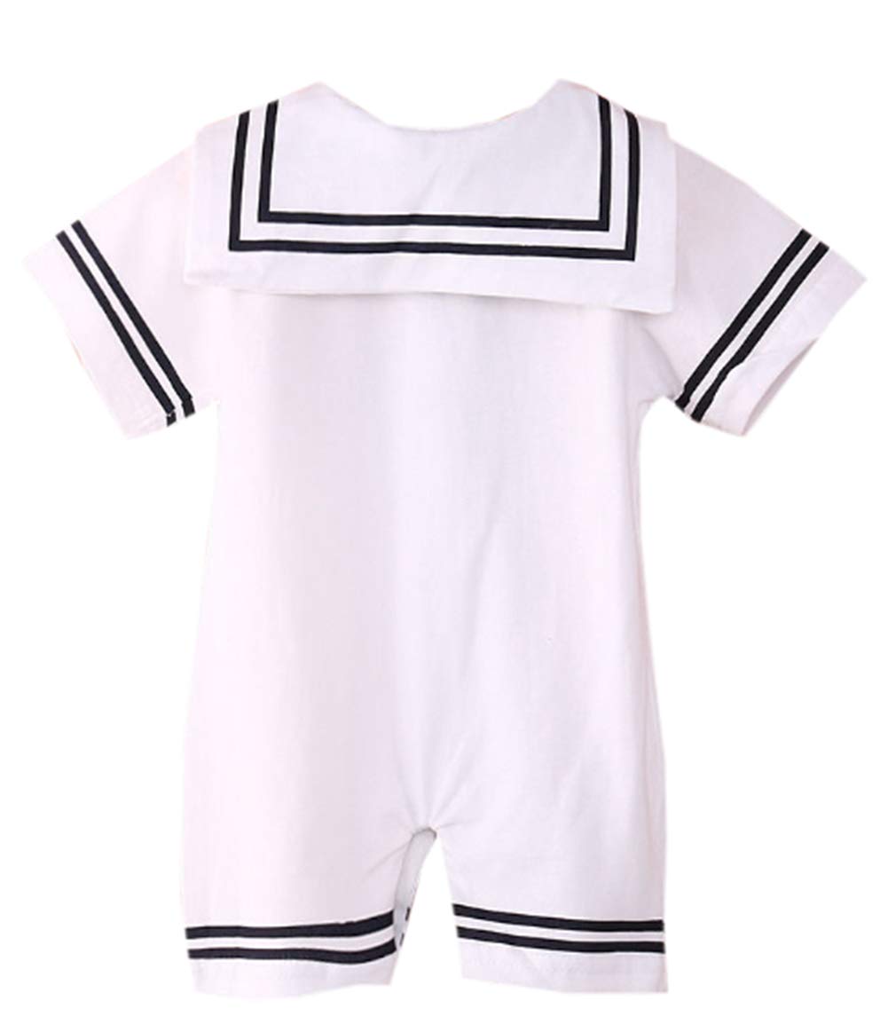 Styles I Love Baby Boys Marine Sailor Short Sleeve White Romper Onesie with Necktie 2pcs Holiday Outfit