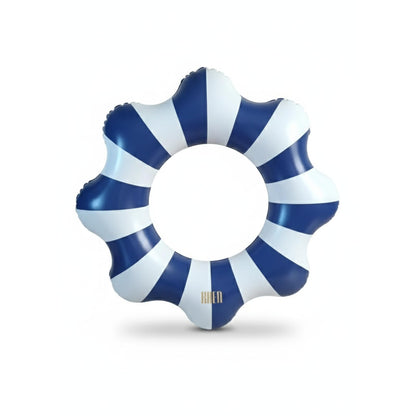 Amalfi Scalloped Inflatable Tube Pool Float Ring - Blue & White
