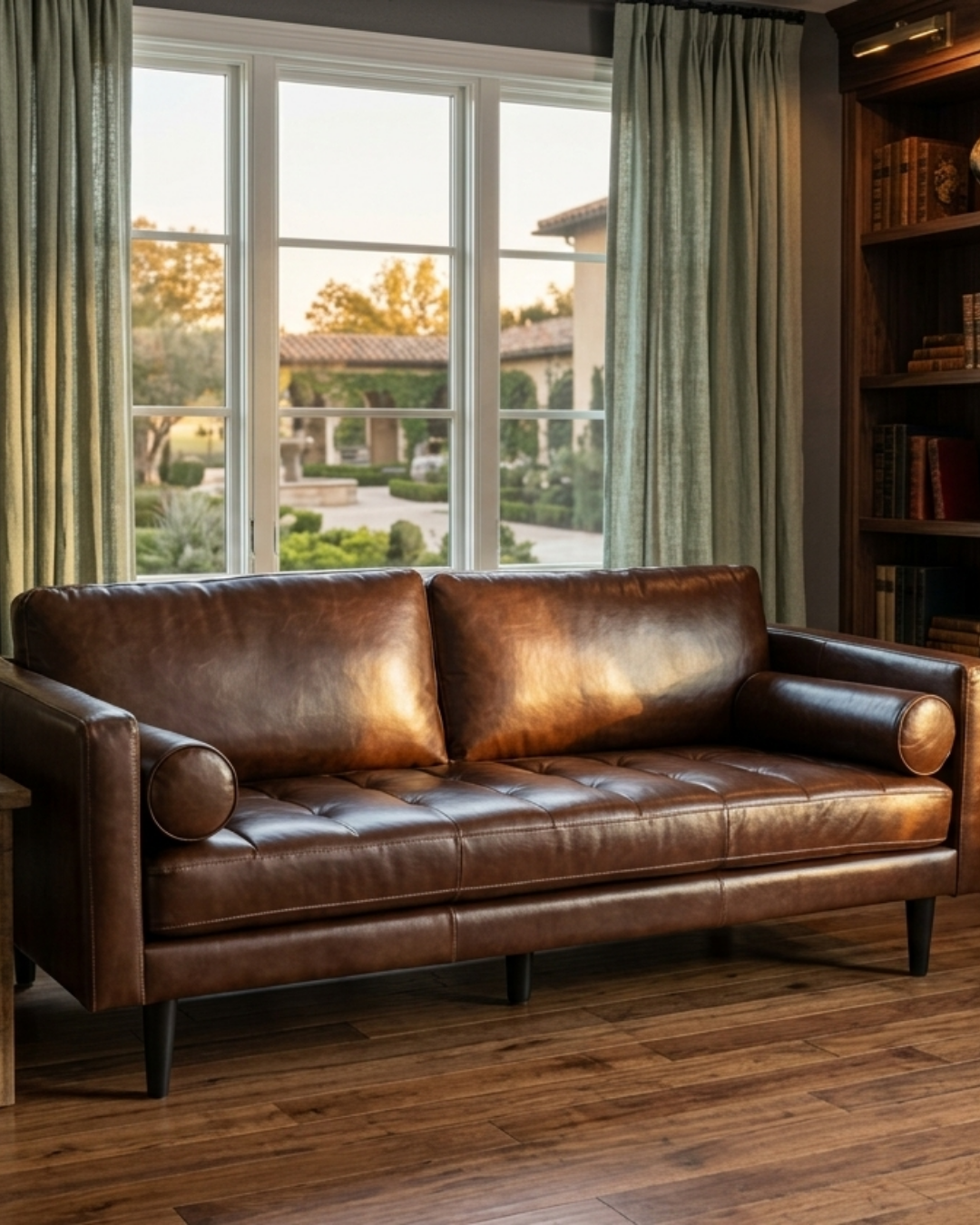 Philippe Top Grain Leather Sofa - Chocolate Brown