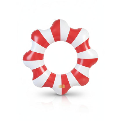 Amalfi Scalloped Inflatable Tube Pool Float Ring - Red & White
