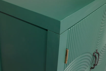 59in Green Accent Cabinet with 4 Doors Mid Century Modern Buffet
