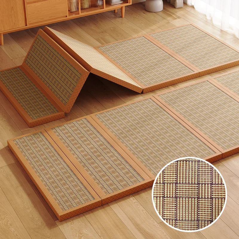 Foldable Japanese Tatami Rattan Mat – Cooling Summer Floor Rug