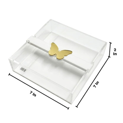Butterfly Napkin Holder, Single Piece, Clear White Acrylic
