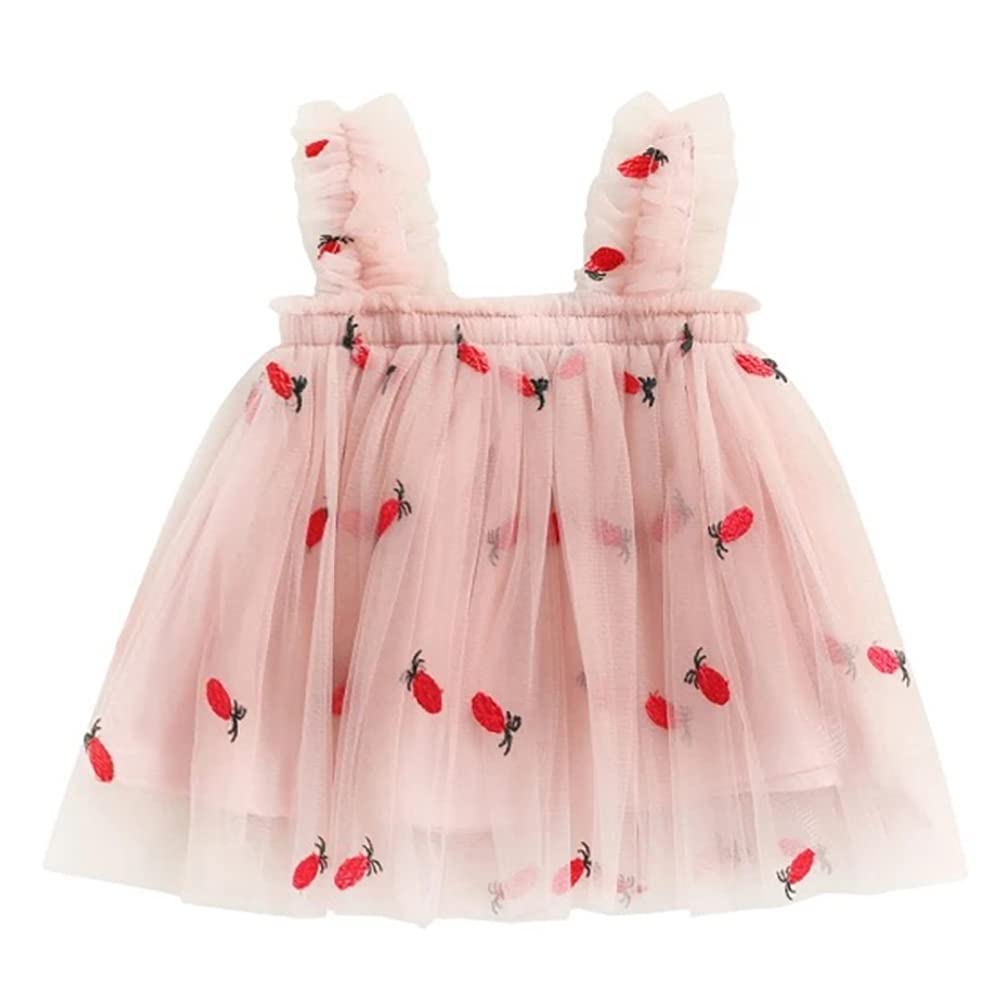 stylesilove Baby Toddler Girls Sleeveless Fruit Daisy Mesh Tulle Flower Girl Dress Birthday Wedding Party Tutu Sundress