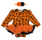 stylesilove Infant Baby Girls Pumpkin Long Sleeve Cotton Romper Tutu Dress and Headband 2pcs Fall Spooky Outfit