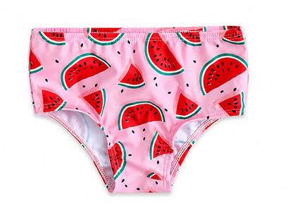 Stylesilove Toddler Girl Watermelon Fringe Swimsuit Set with Headband 3 Piece Swimwear