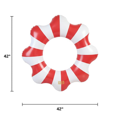 Amalfi Scalloped Inflatable Tube Pool Float Ring - Red & White