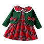 stylesilove Baby Toddler Girls Red Sleeveless Christmas Plaid Dress and Green Cardigan 2pcs Winter Holiday Dressy Outfit