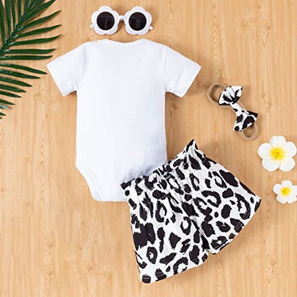 stylesilove Infant Baby Girls Little Sister Bodysuit and Dalmatian Dot Shorts, Bow Headband 3pcs Short Sleeve Cotton Outfit