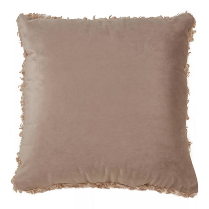 Fennco Styles Cozy Faux Lamb Fur Decorative Throw Pillow 18" W x 18" L – Ivory Cushion for Couch, Bedroom, Living Room and Office Décor