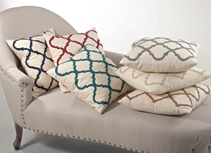 Fennco Styles Moroccan Design Down Filled Decorative Cotton Throw Pillow 18" W x 18" L - Geometric Accent Cushion for Couch, Home, Living Room, Bedroom, Office and Holiday Décor