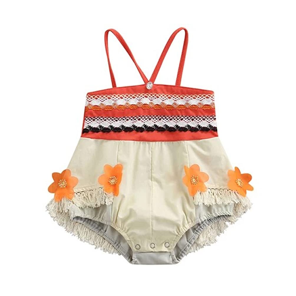 stylesilove Infant Baby Girls Lace Fringe Princess Adventure Romper Multicolor Sleeveless Flower Sunsuit Spring Summer Outfit
