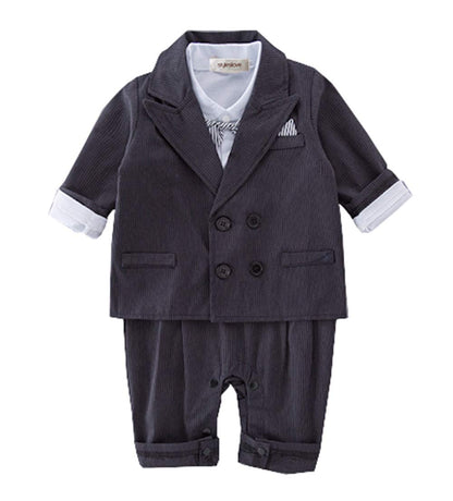 stylesilove Baby Toddler Boy Bow-tie Formal Wear Romper, Jacket & Hat 3pcs Set for Holidays, Wedding, Special Event Outfit