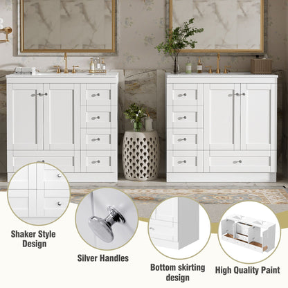 Shaker Free Standing Bathroom Vanity Cabinet & Sink, Soft Close Drawers, Soft Close Doors