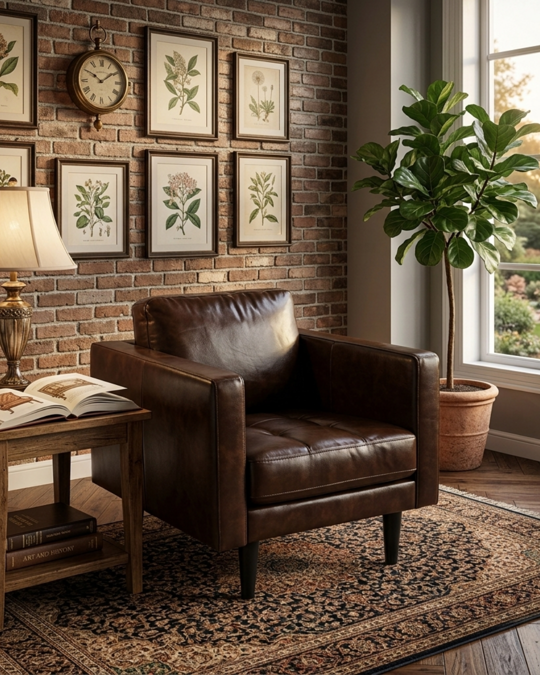 Philippe Top Grain Leather Arm Chair - Chocolate Brown