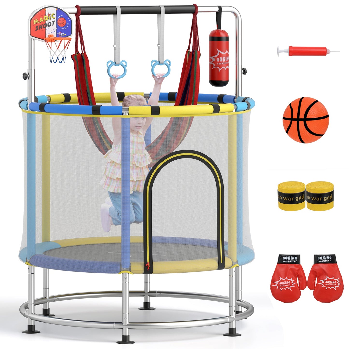 55" Kids Trampoline Gift for for 3-6 Years Old Boys and Girls