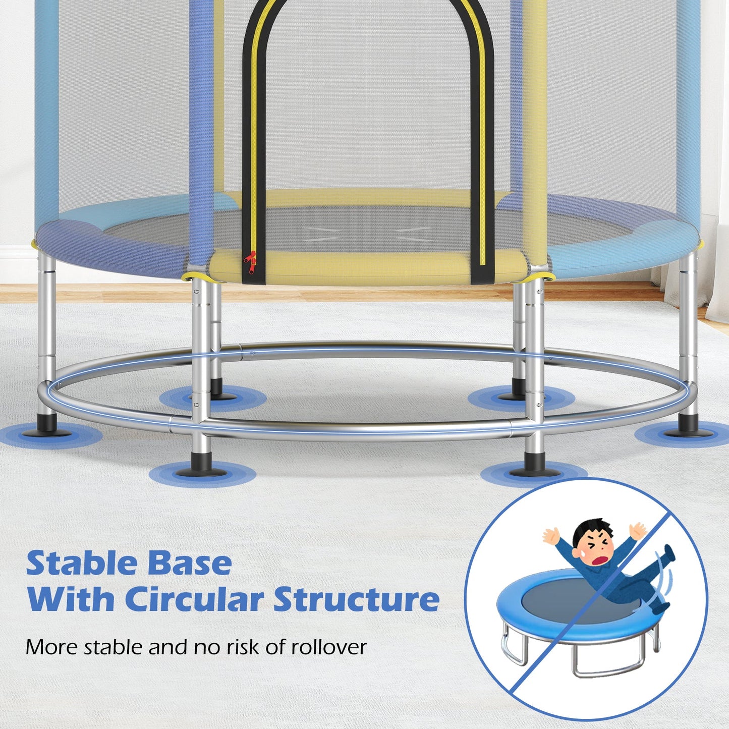 55" Kids Trampoline Gift for for 3-6 Years Old Boys and Girls