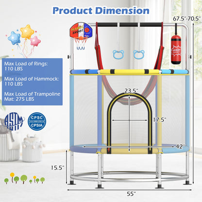 55" Kids Trampoline Gift for for 3-6 Years Old Boys and Girls