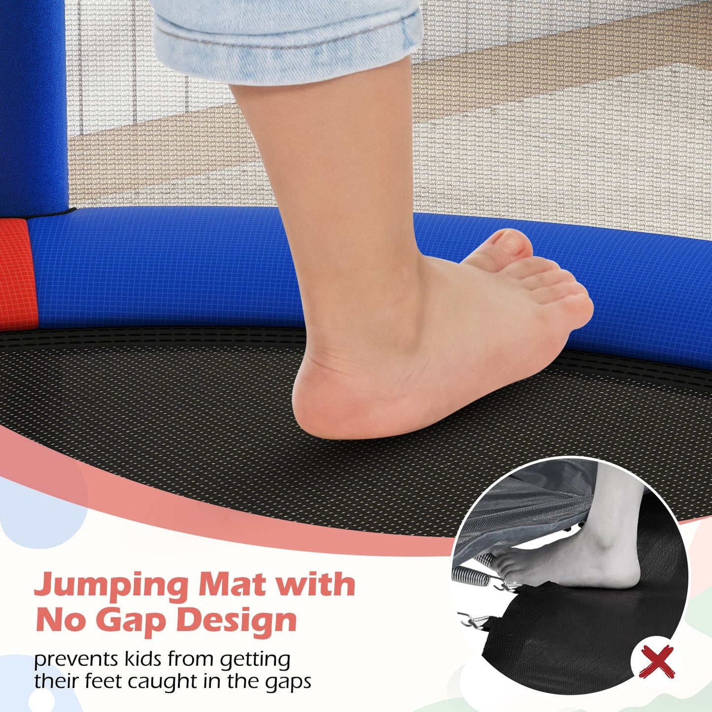 55" Kids Trampoline Gift for for 3-6 Years Old Boys and Girls
