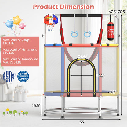 55" Kids Trampoline Gift for for 3-6 Years Old Boys and Girls