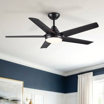 Ceiling Fan With Lights And Remote Control, Reversible DC Motor, 6 Speeds, 3 Cct Dimmable LED, Quiet Timer For Indoor - Black
