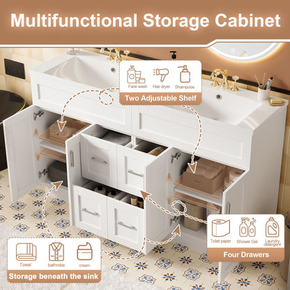 Bathroom Vanity With 2 Doors, 2 Drawers, Adjustable Shelf, Hidden Slides & Soft Close Hinges
