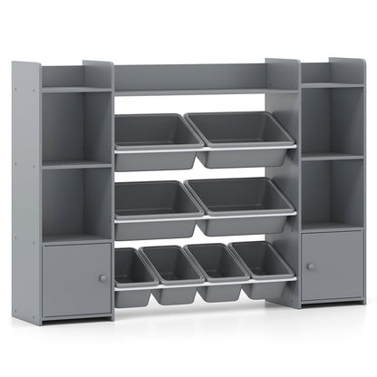 56 inch Large Toy Storage Organizer with 8 Removable Bins and Bookshelf