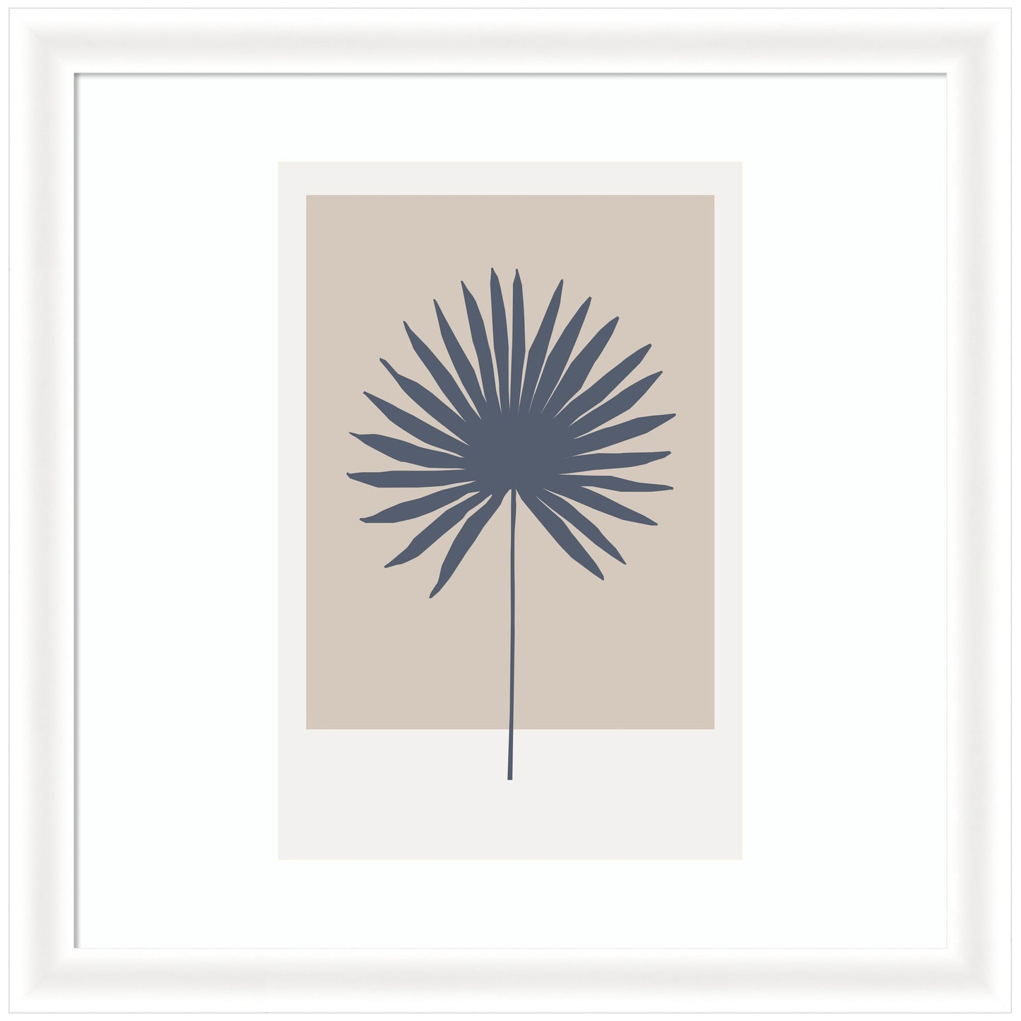 Muted Tan and Blue Colorblock Botanical Palm by The Creative Bunch Studio Framed Wall Art Print