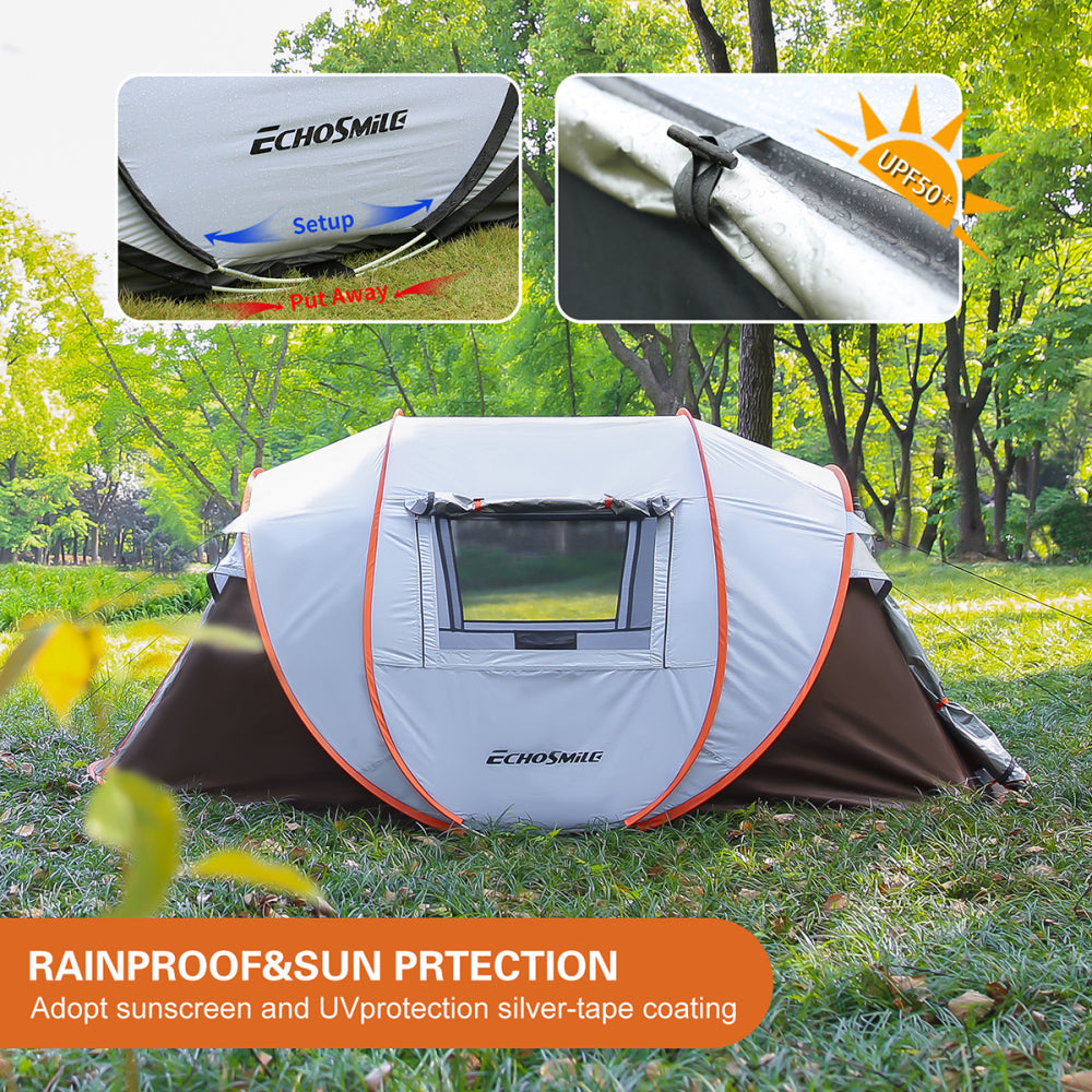 4–6 Person Pop-Up Camping Tent | Instant Setup, Waterproof & Windproof Family Tent with Mesh Ventilation