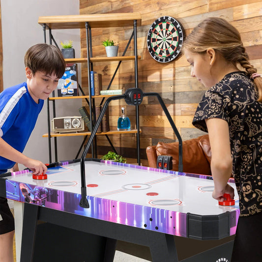 56 Inch Air Hockey Table with LED Digital Scoreboard and Powerful 12V Motor-White