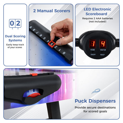 56 Inch Air Hockey Table with LED Digital Scoreboard and Powerful 12V Motor-White