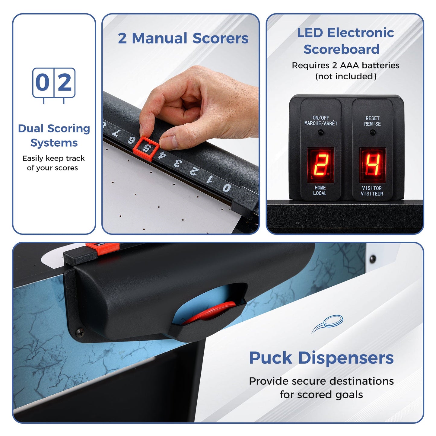 56 Inch Air Hockey Table with Powerful 12V Motor and LED Digital Scoreboard-Black