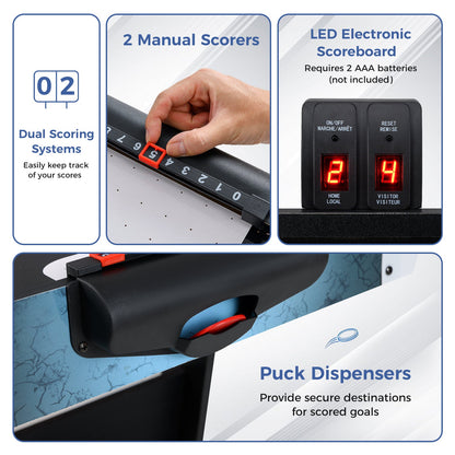 56 Inch Air Hockey Table with Powerful 12V Motor and LED Digital Scoreboard-Black