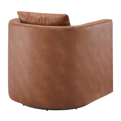 Sutton Saddle Faux Leather Swivel Barrel Chair