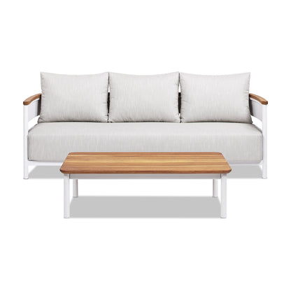 Rhodes 2pc Teak & Aluminum Outdoor Sofa and Coffee Table Set
