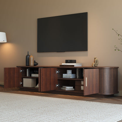 70" TV Stand With Ample Storage, Refined Curved Corners - Dark Brown