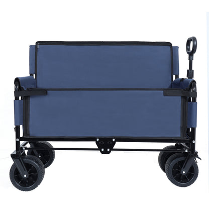 3-in-1 Convertible Folding Wagon Cart with Bench Seat & Storage
