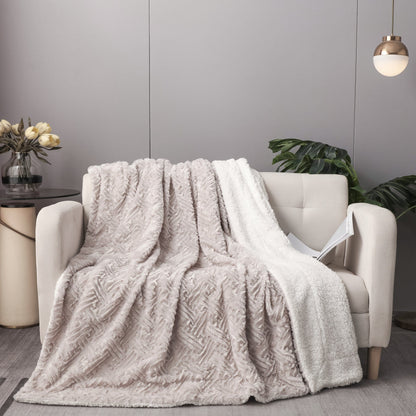 DaDalogy Lavender Grey Faux Fur Sherpa Throw Blanket